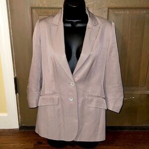 Aqua Beige Tan Silky Casual Neutral Office Long Sleeve Blazer Jacket Size S/M